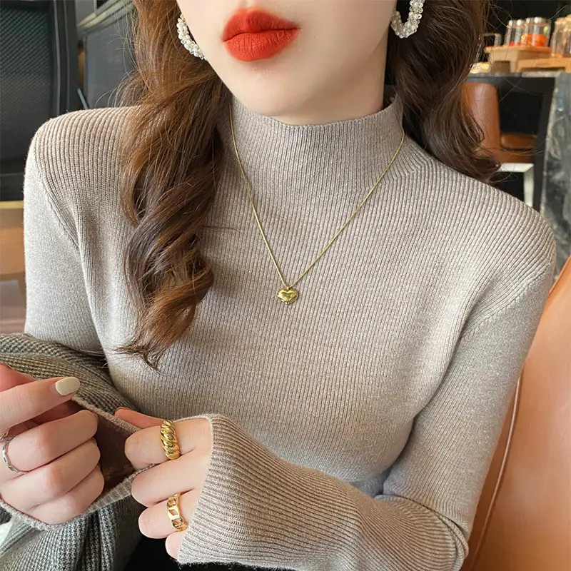 Women Half-Turtleneck Sweater 2025 Knit Candy Color - Image 7