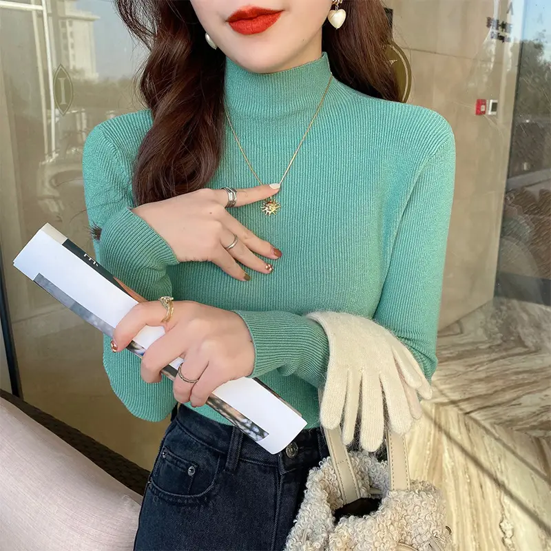 Women Half-Turtleneck Sweater 2025 Knit Candy Color - Image 8