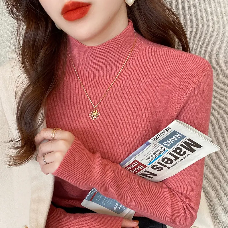 Women Half-Turtleneck Sweater 2025 Knit Candy Color - Image 9