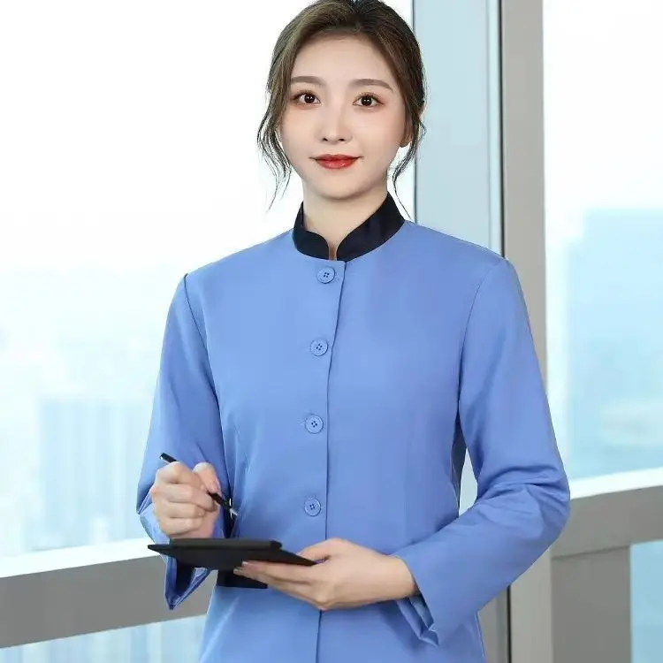 Stain-Resistant Housekeeping Uniform Cream Short Sleeve - Image 11