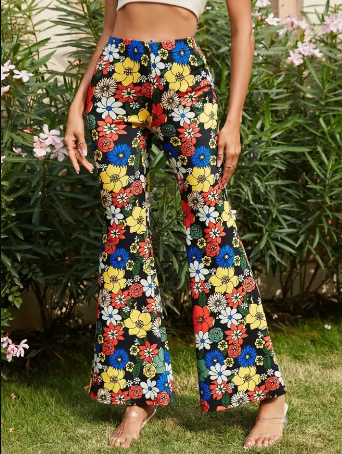 Women Floral Flared Pants Summer Hot 2022 - Image 3