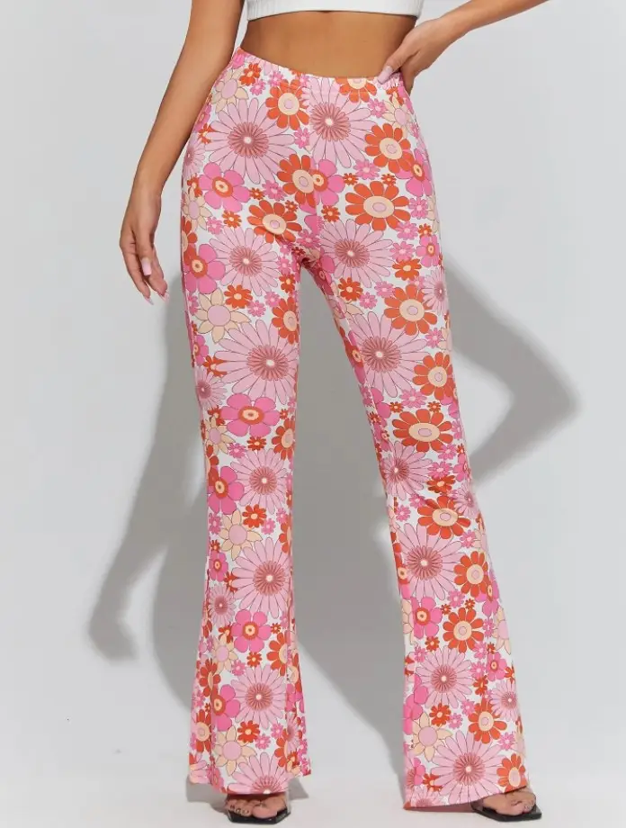 Women Floral Flared Pants Summer Hot 2022 - Image 4