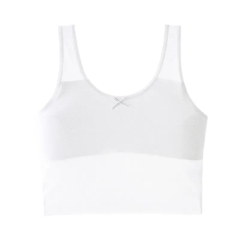 Girls' White Seamless V-Neck Vest Top