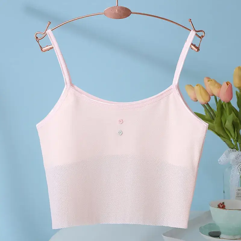 Girls' White Seamless V-Neck Vest Top