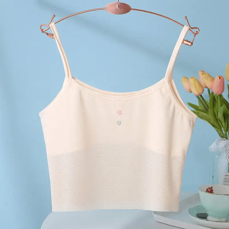 Girls' White Seamless V-Neck Vest Top