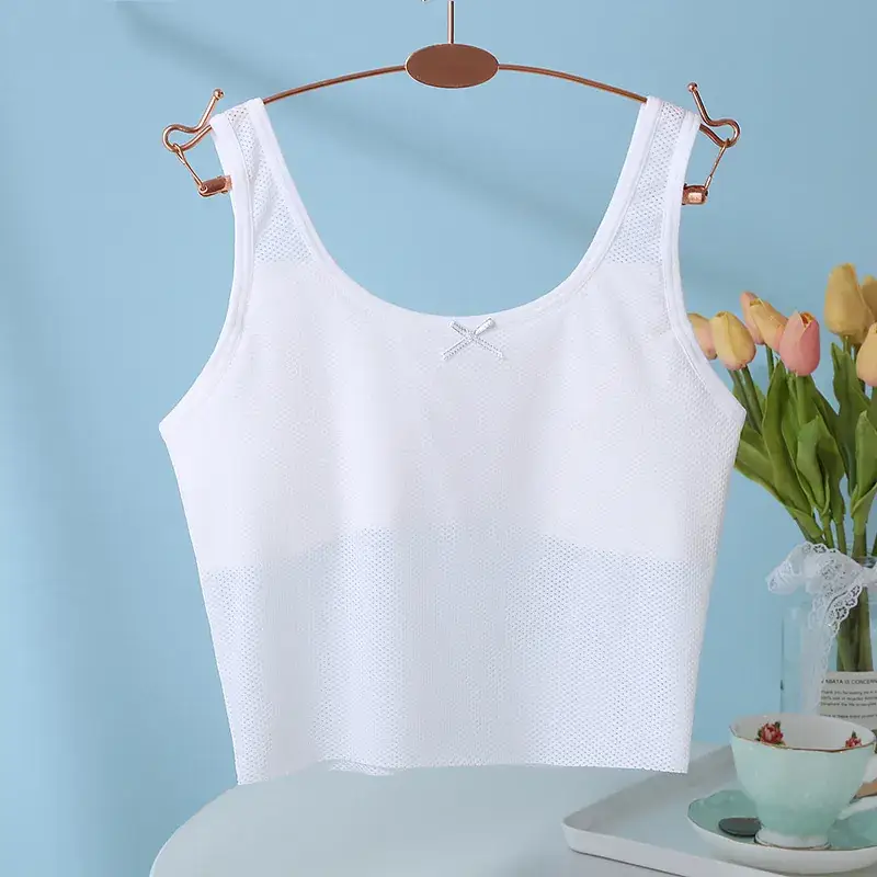 Girls' White Seamless V-Neck Vest Top