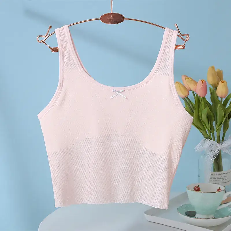 Girls' White Seamless V-Neck Vest Top