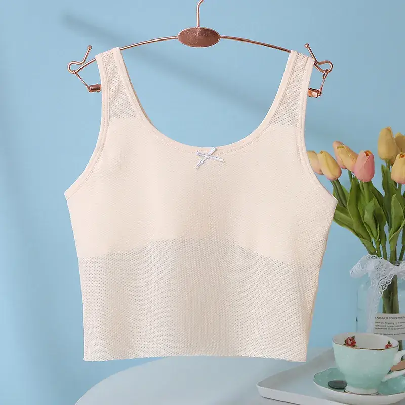 Girls' White Seamless V-Neck Vest Top