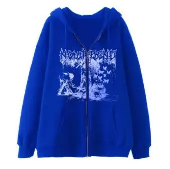 2022 New Gothic Zipper Hoodie Black Oversize Casual - Image 20