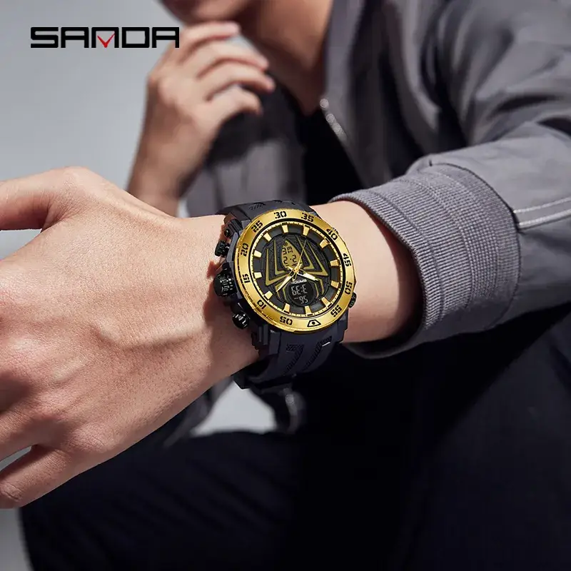Sanda Black Spider Dial Dual Display Men's Watch - Image 24