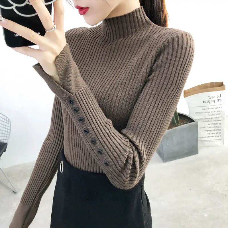 Half Turtle Neck Sweater Top for Women Winter 2022 - Image 5