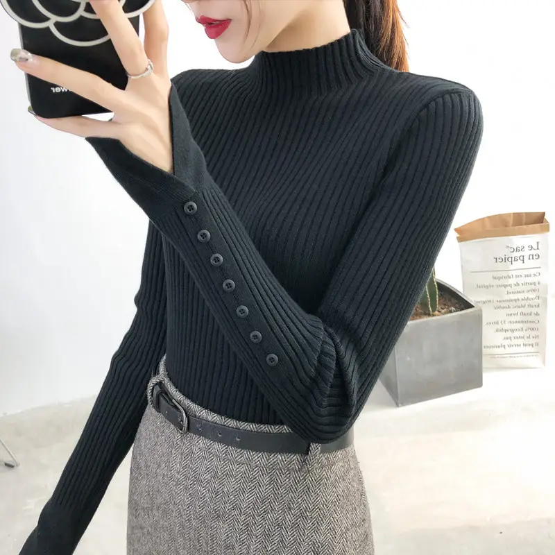 Half Turtle Neck Sweater Top for Women Winter 2022 - Image 2