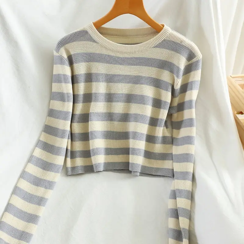 Striped Long Sleeve Sweater for Women Autumn Wear - Image 2