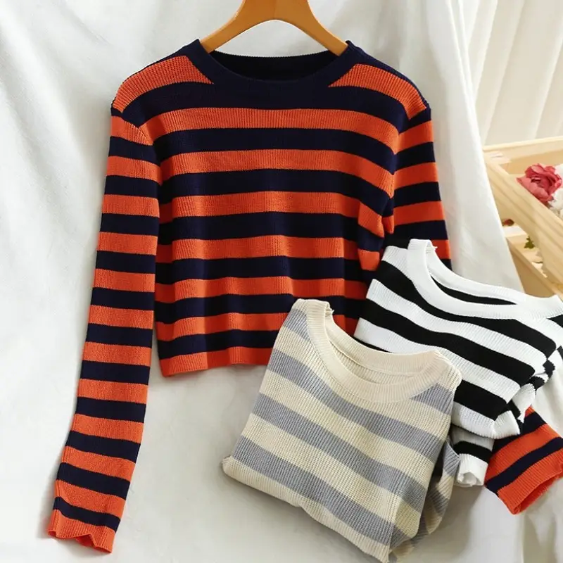 Striped Long Sleeve Sweater for Women Autumn Wear — feature 12