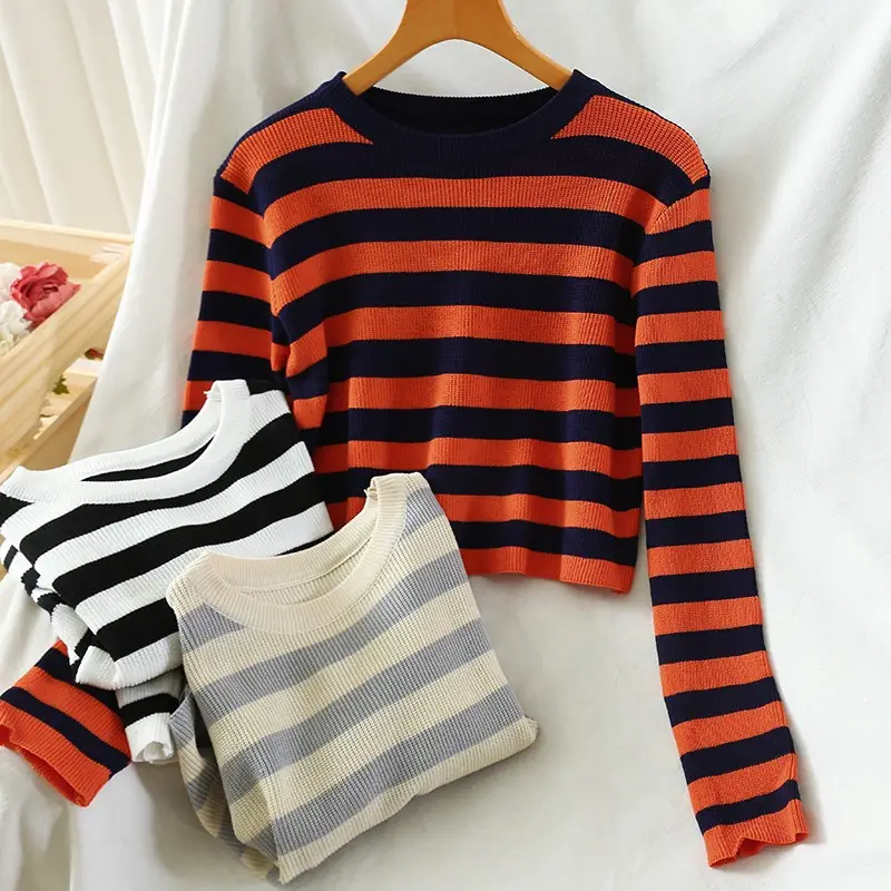 Striped Long Sleeve Sweater for Women Autumn Wear — feature 2