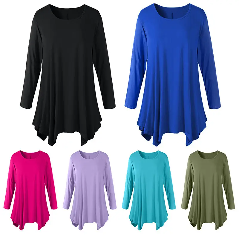 Long Sleeve T-Shirt for Women, Teal Color, Loose Fit, 2022 Winter - Image 6