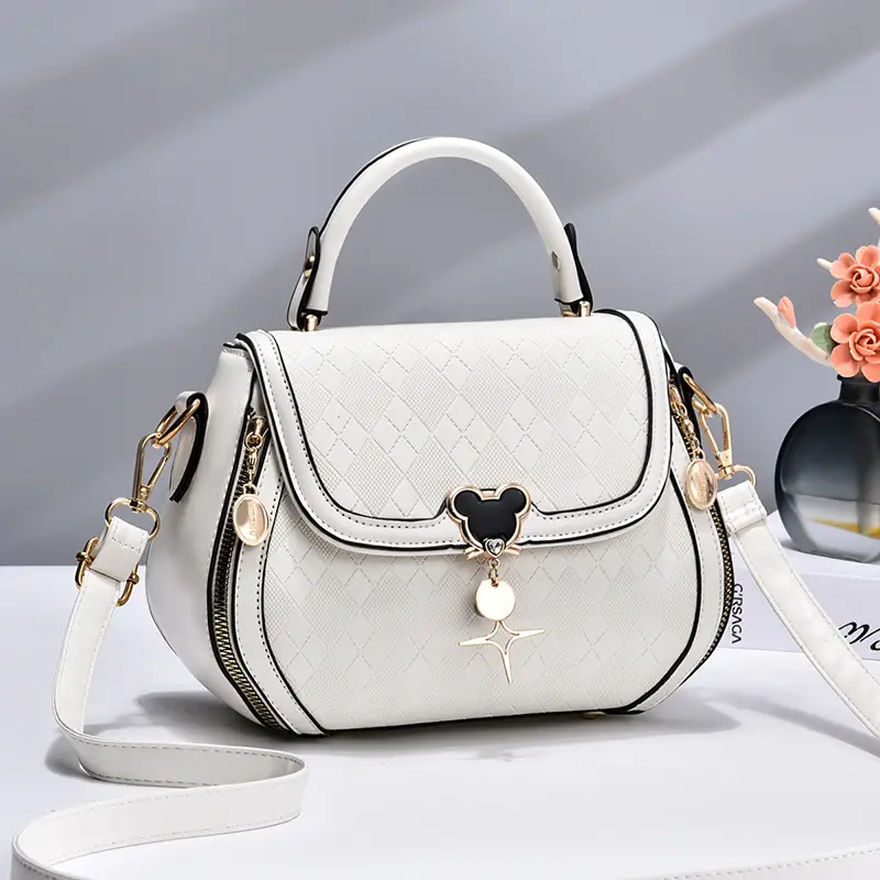 Women's Beige Embroidered Shoulder Bag with Pearl Clasp - Image 9