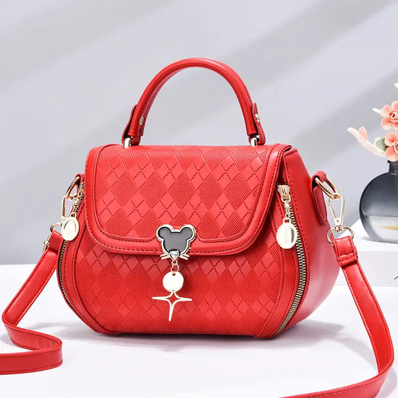 Women's Beige Embroidered Shoulder Bag with Pearl Clasp - Image 2