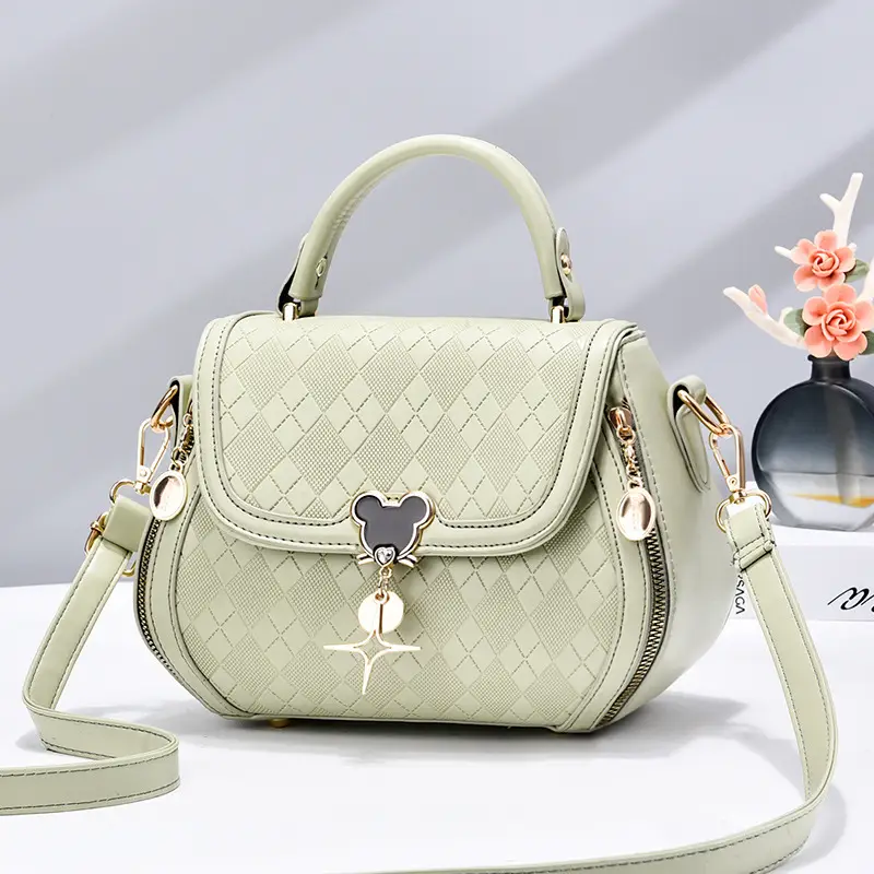 Women's Beige Embroidered Shoulder Bag with Pearl Clasp - Image 4