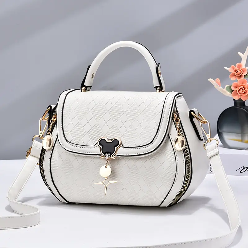 Women's Beige Embroidered Shoulder Bag with Pearl Clasp - Image 7