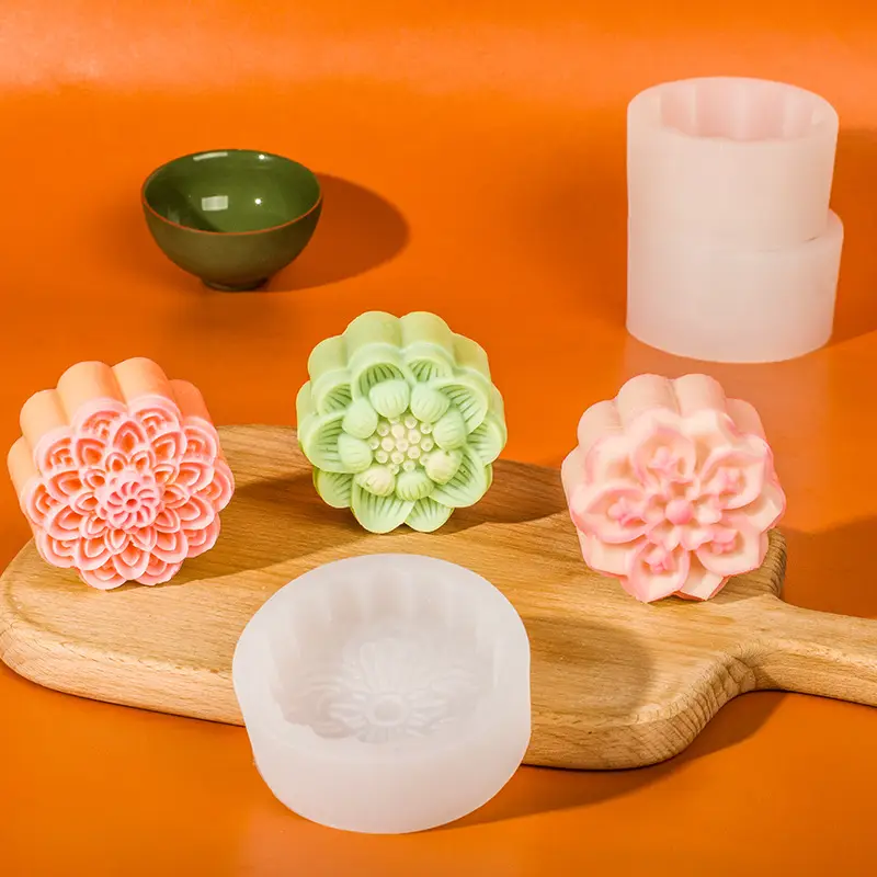 Sanxin Round Flower Mooncake Silicone Mold Set - Image 9