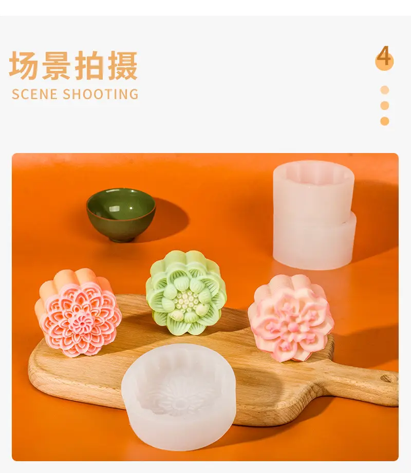 Sanxin Round Flower Mooncake Silicone Mold Set — feature 12