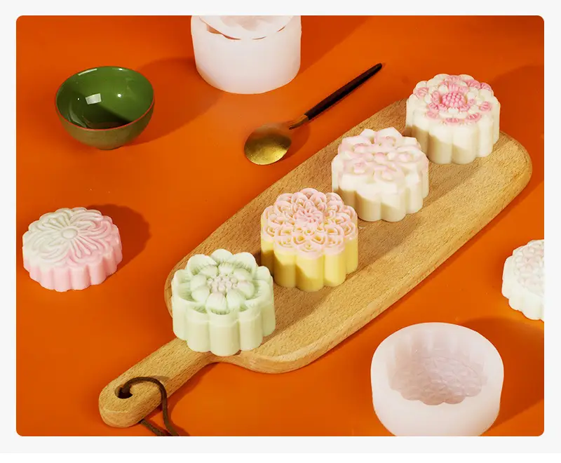 Sanxin Round Flower Mooncake Silicone Mold Set — feature 13