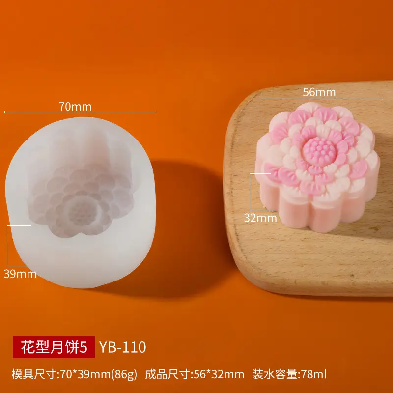 Sanxin Round Flower Mooncake Silicone Mold Set - Image 5