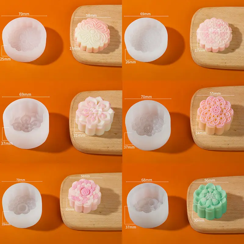 Sanxin Round Flower Mooncake Silicone Mold Set - Image 7