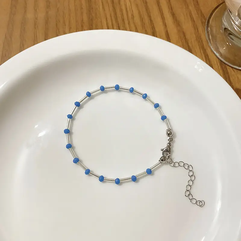 Fresh Blue Beaded Bracelet for Women All-Match - Image 3