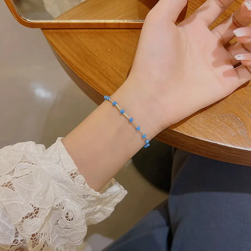 Fresh Blue Beaded Bracelet for Women All-Match - Image 4