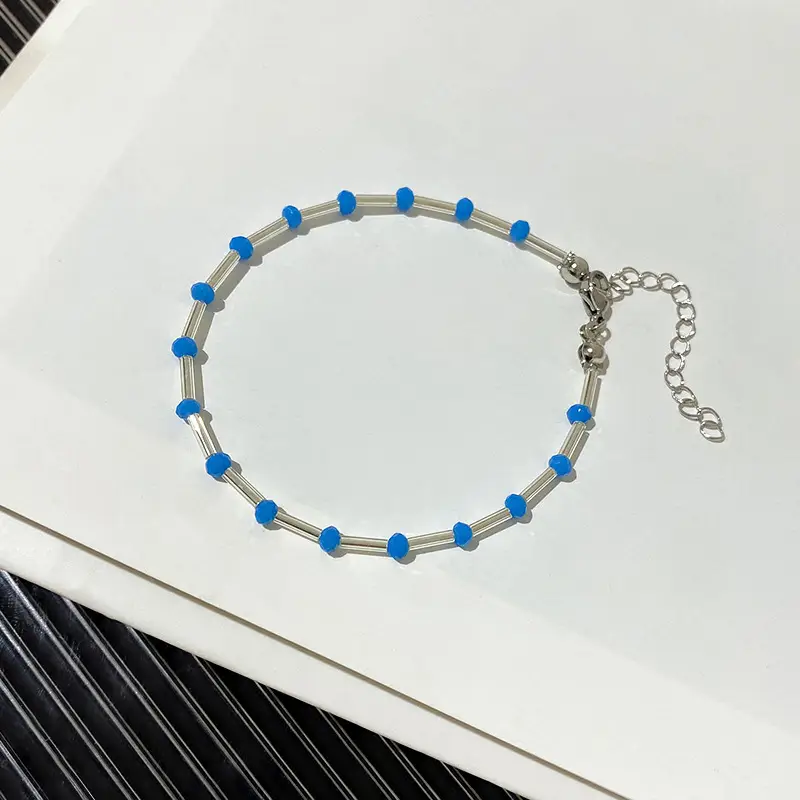 Fresh Blue Beaded Bracelet for Women All-Match - Image 5