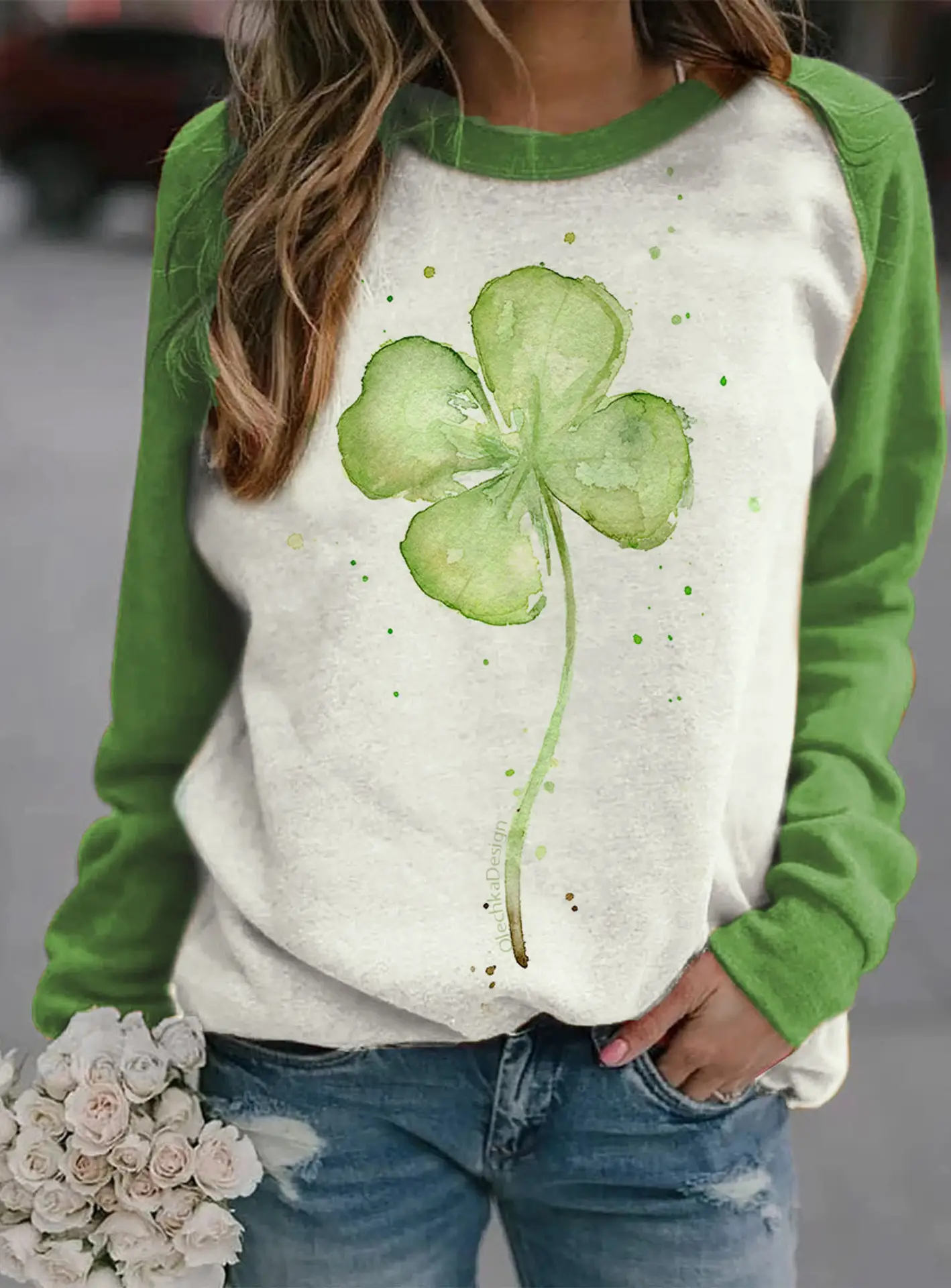 2025 Autumn Wear Women's Blue Forest Print Sweatshirt — feature 4