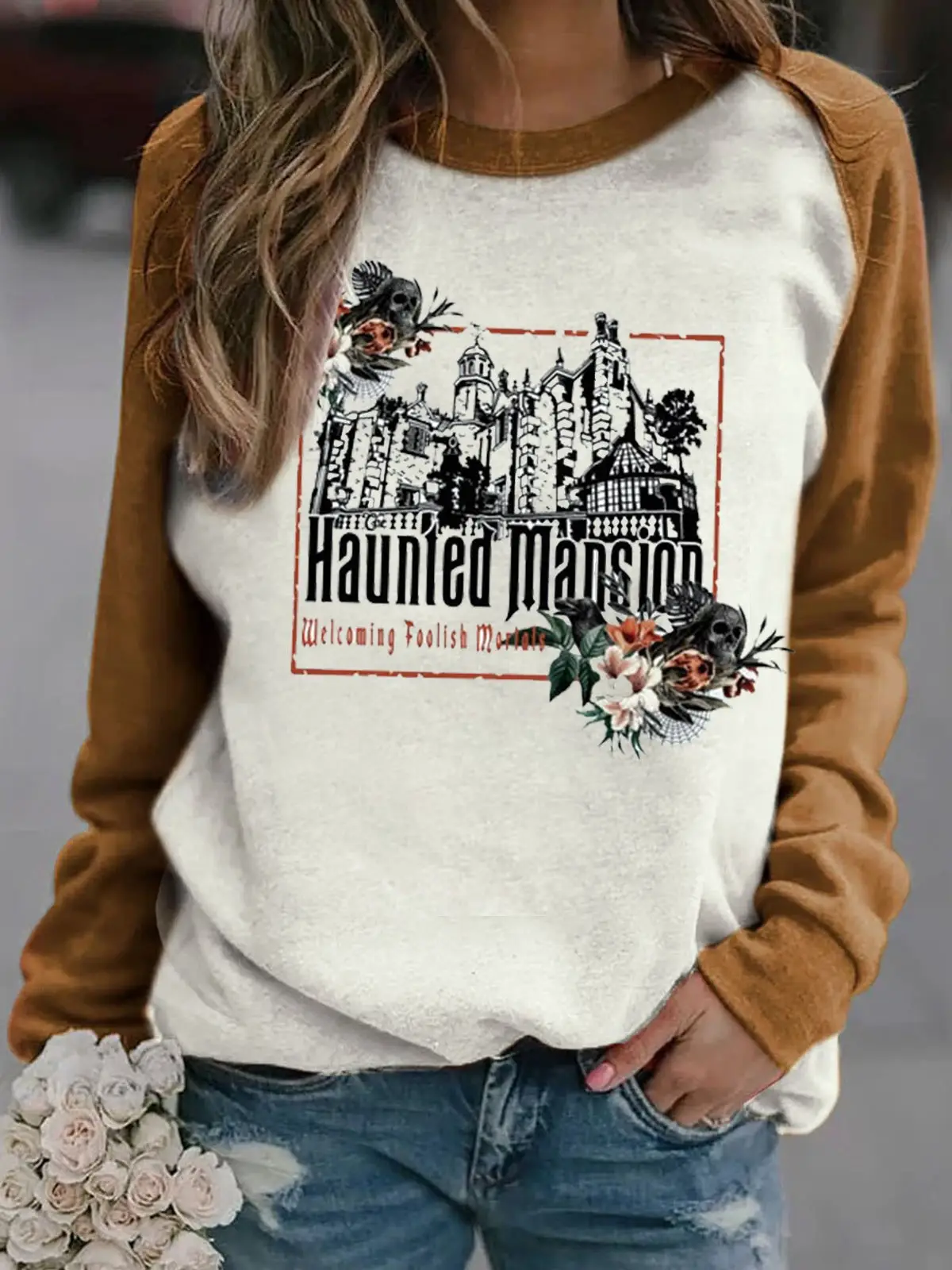 2025 Autumn Wear Women's Blue Forest Print Sweatshirt - Image 4