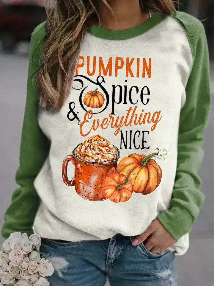 2025 Autumn Wear Women's Blue Forest Print Sweatshirt - Image 5