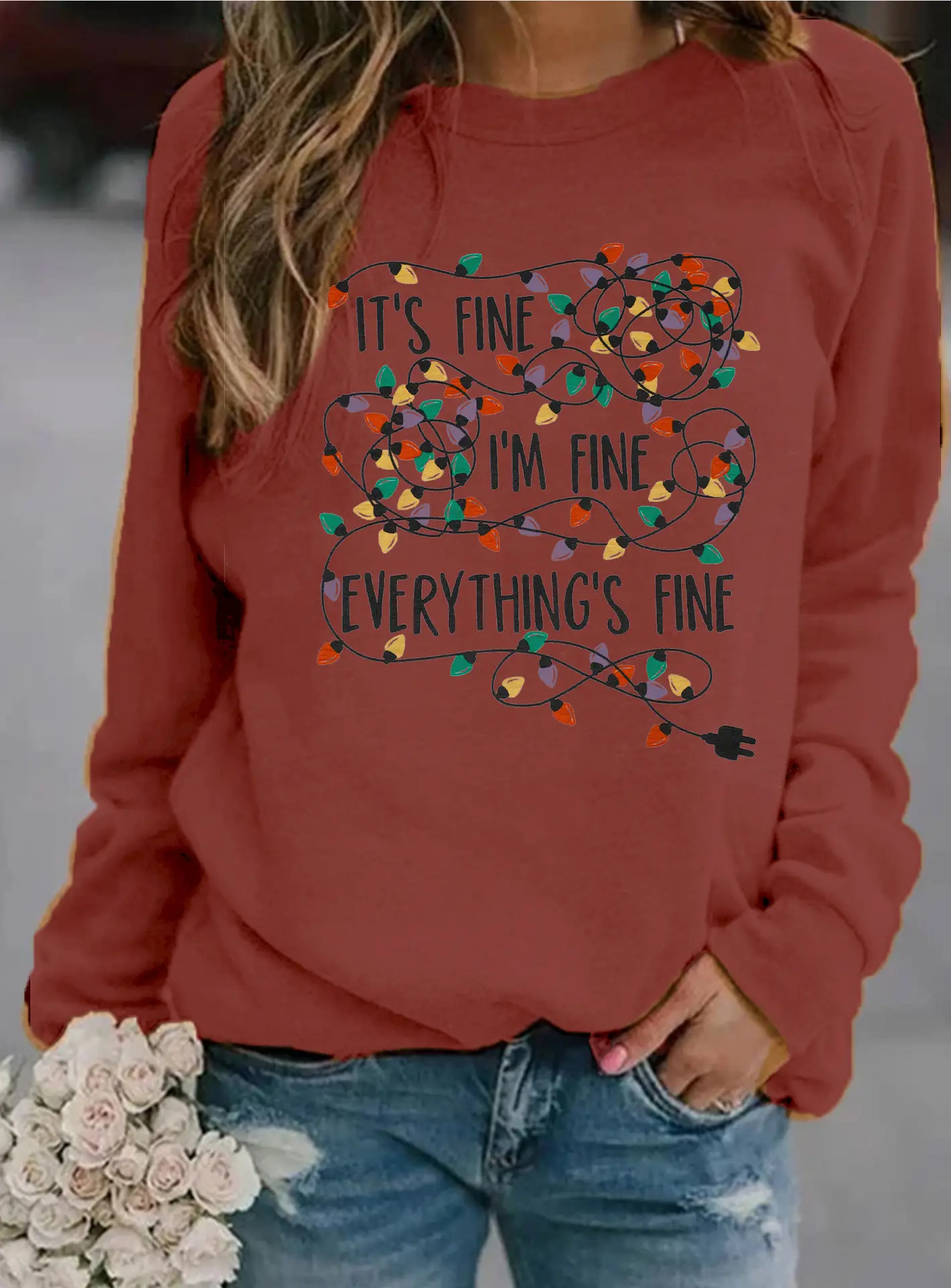 2025 Autumn Wear Women's Blue Forest Print Sweatshirt - Image 10