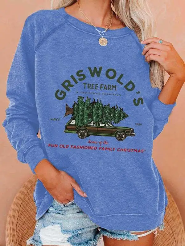 2025 Autumn Wear Women's Blue Forest Print Sweatshirt - Image 15