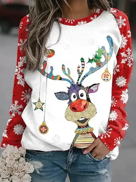 2025 Autumn Wear Women's Blue Forest Print Sweatshirt - Image 17