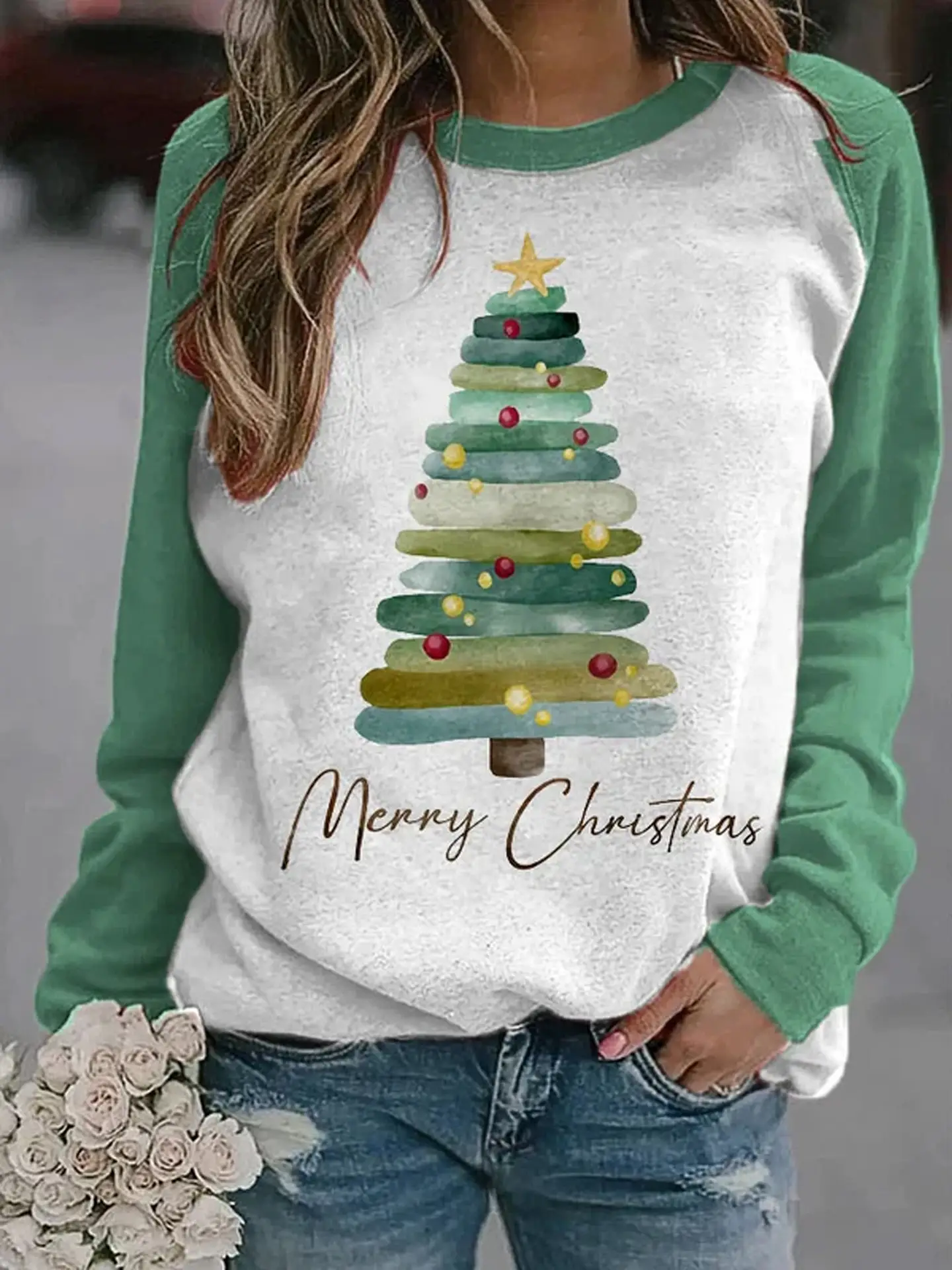 2025 Autumn Wear Women's Blue Forest Print Sweatshirt - Image 18