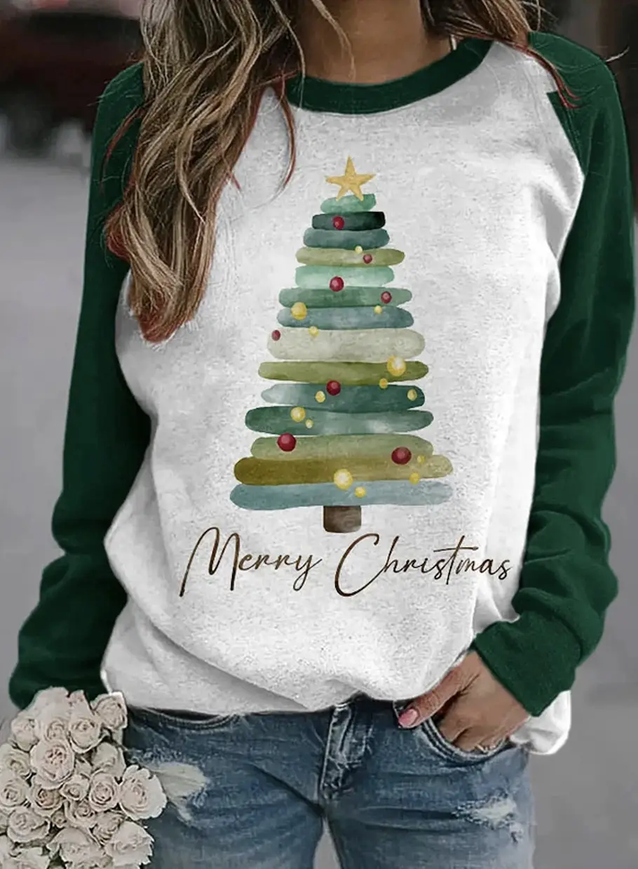 2025 Autumn Wear Women's Blue Forest Print Sweatshirt - Image 19