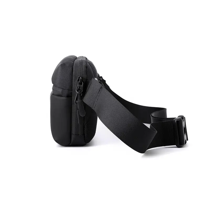 New Men's Black Crossbody Bag with Zip Pockets - Image 7