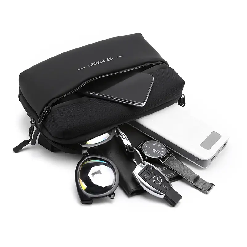 New Men's Black Crossbody Bag with Zip Pockets - Image 10