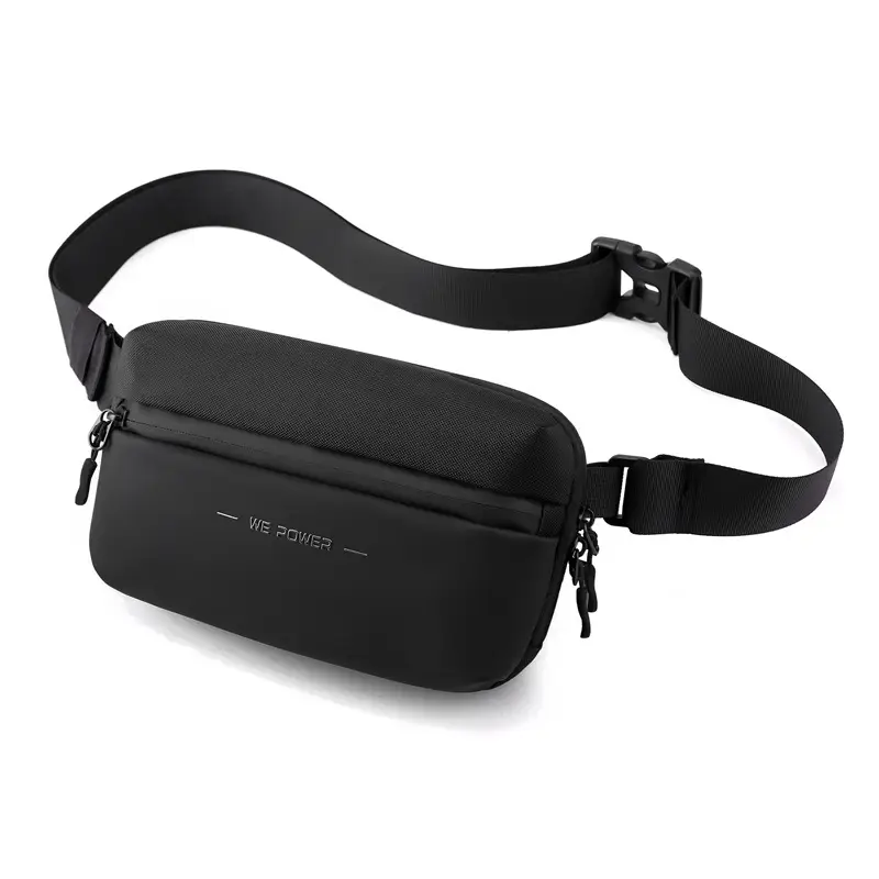 New Men's Black Crossbody Bag with Zip Pockets - Image 2