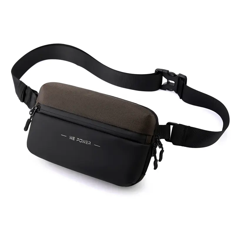 New Men's Black Crossbody Bag with Zip Pockets - Image 3