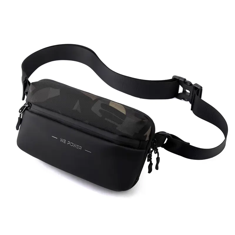New Men's Black Crossbody Bag with Zip Pockets - Image 4