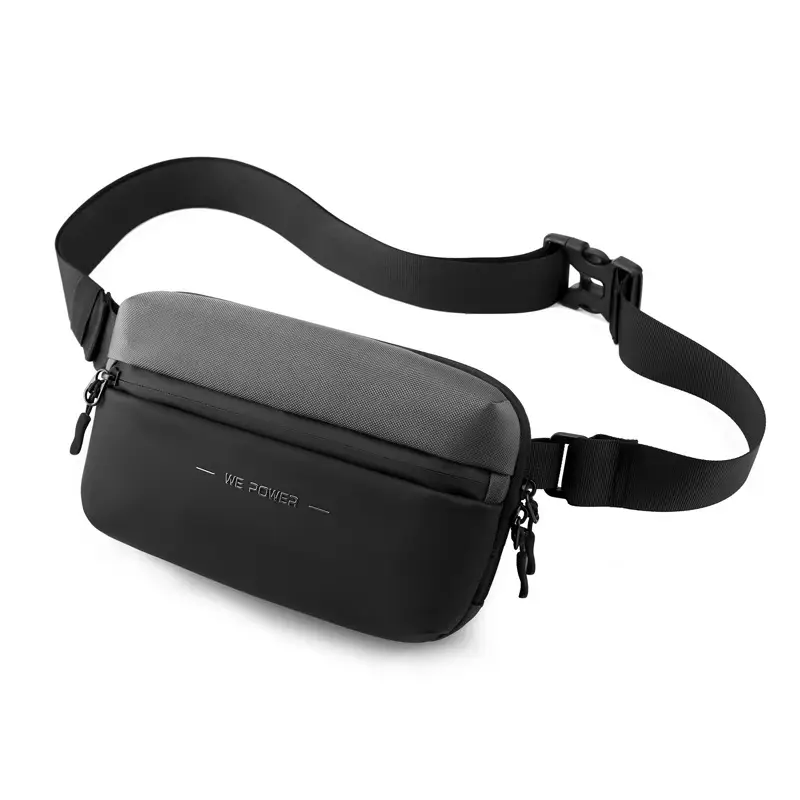 New Men's Black Crossbody Bag with Zip Pockets - Image 5