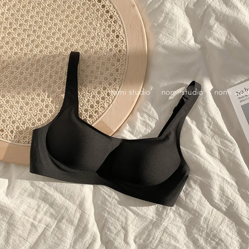 metwo French Style Small Square Collar One-character Collar Air bra without Steel Rings Thin Gathering Collapable Emulsion bra Underwear for Women