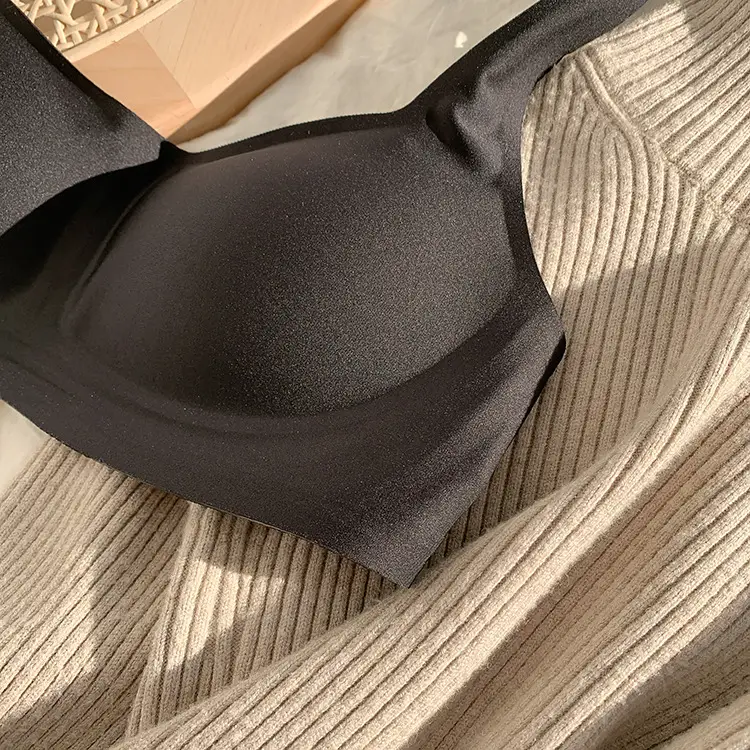 metwo French Style Small Square Collar One-character Collar Air bra without Steel Rings Thin Gathering Collapable Emulsion bra Underwear for Women — feature 20