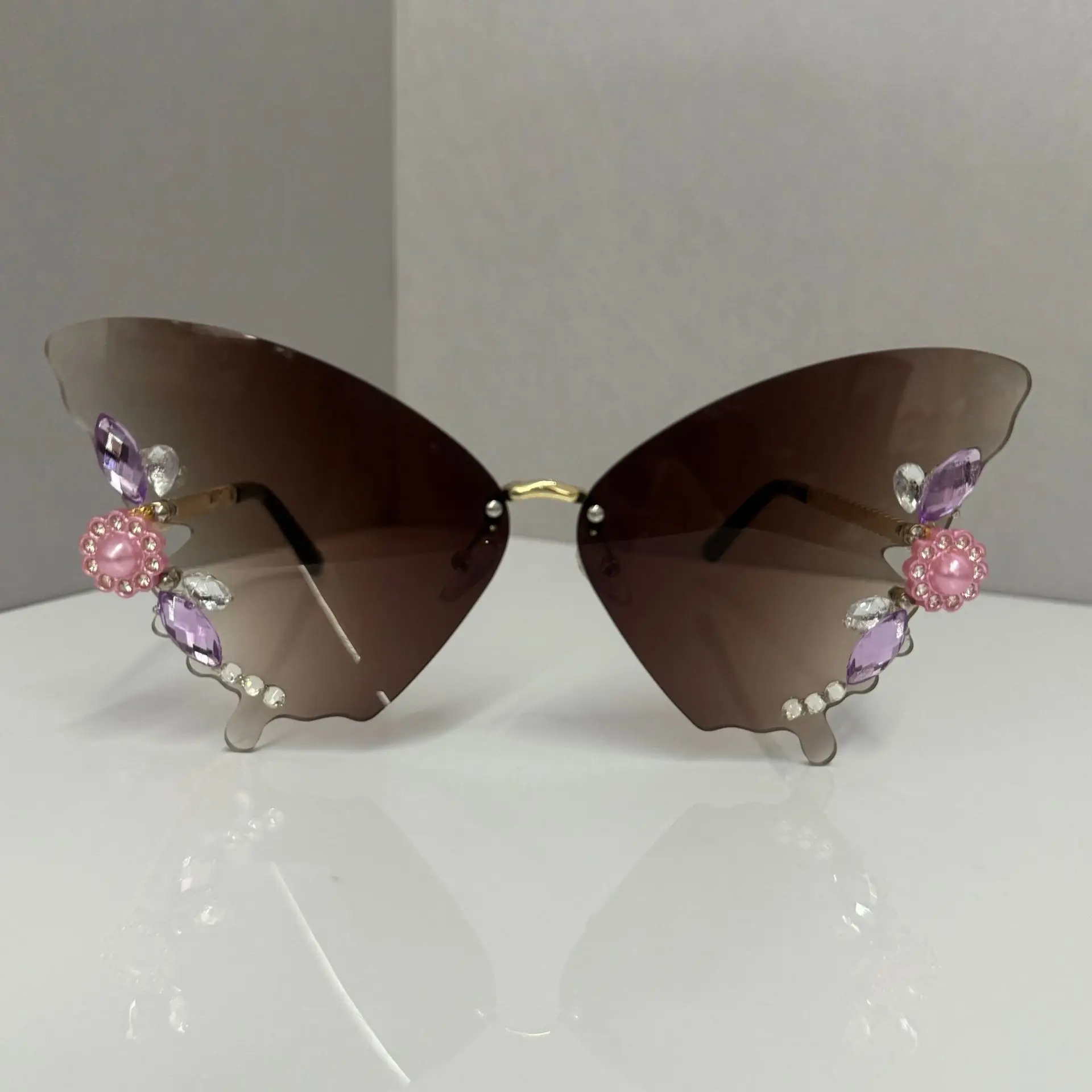 Diamond Butterfly Sunglasses for Women Multi Color - Image 4