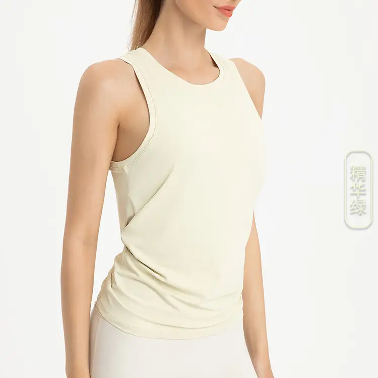 Women's Sleeveless Grey Split V-Neck T-Shirt for Yoga Fitness Wear - Image 5